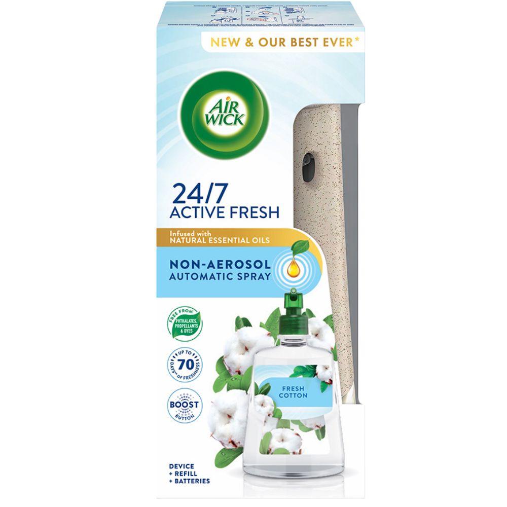 Air Wick Active Fresh automatski osveživač – Fresh Cotton – komplet uređaj + dopuna – 228 ml