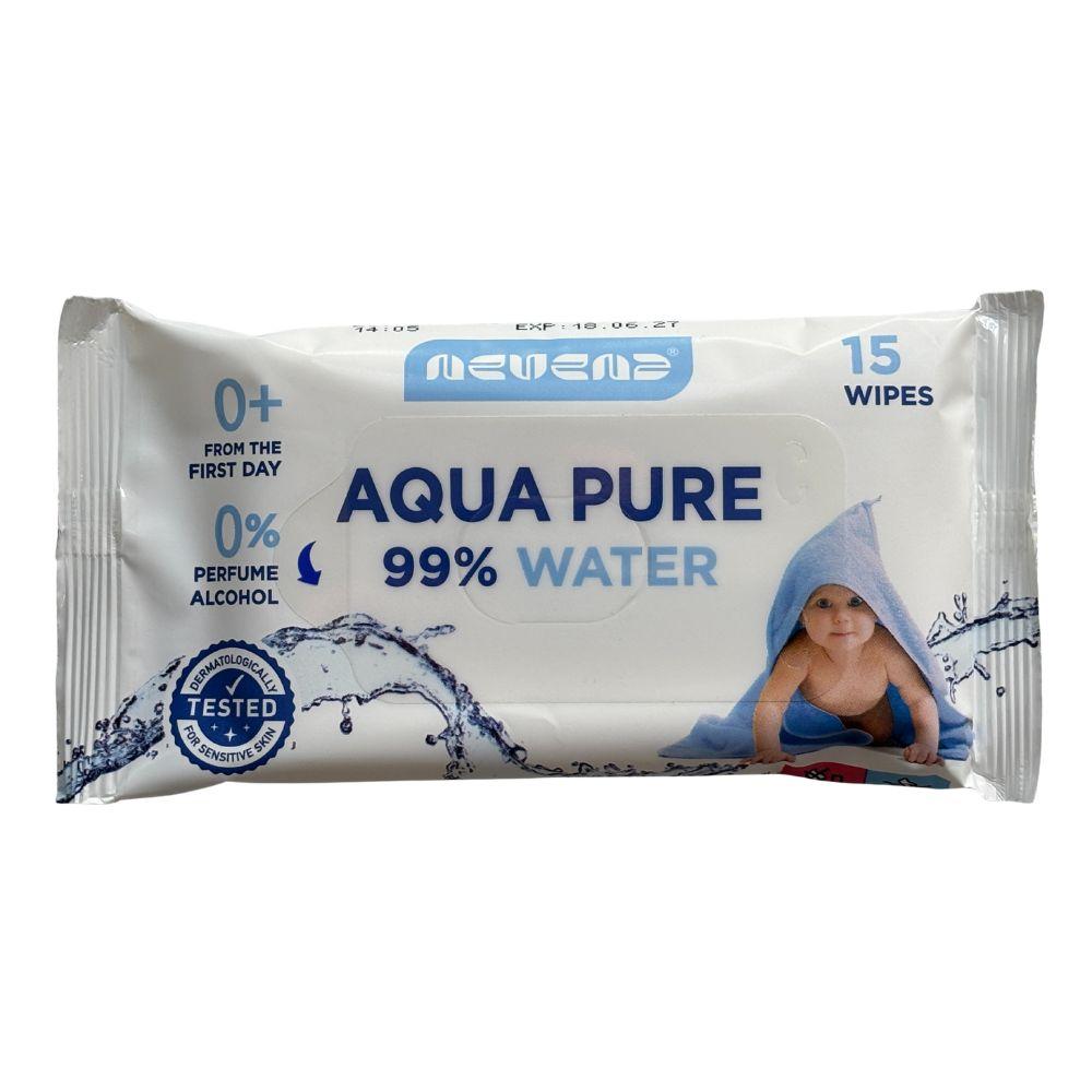 Aqua Pure 99% Water vlažne maramice 15 kom – Nevena, za osetljivu kožu beba i odraslih