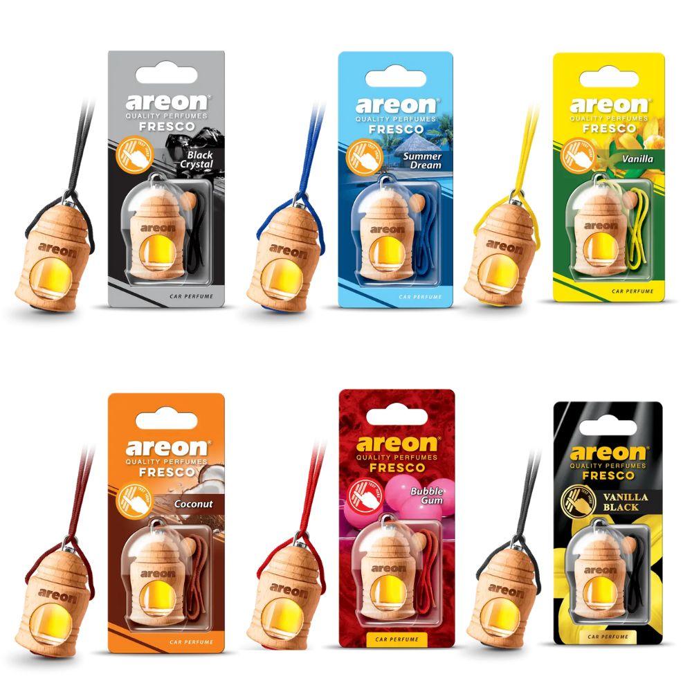 Areon Mon osveživač za auto – Vanilla Black, Bubble Gum, New Car, Coconut, Spring Bouquet – viseći karton – dugotrajan miris