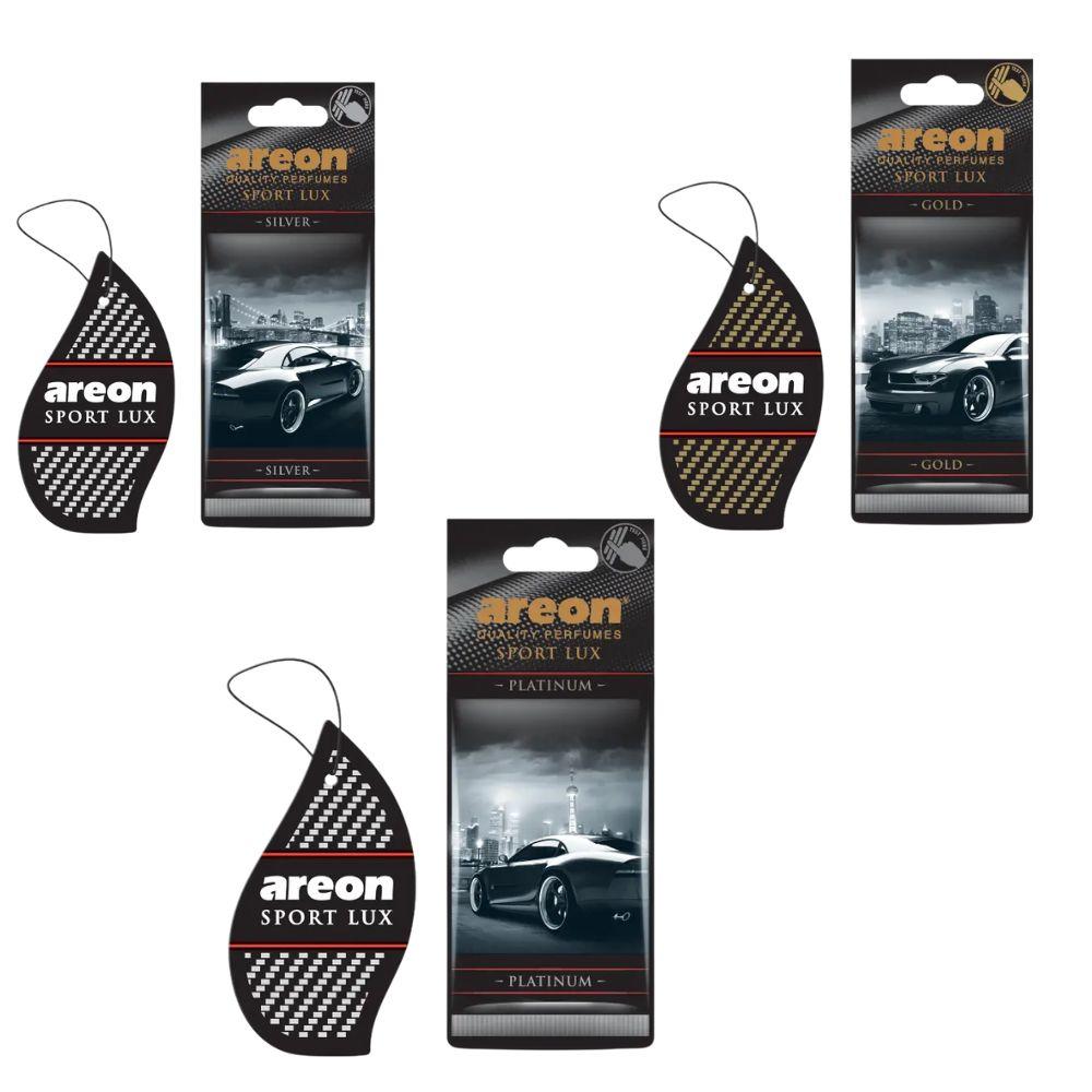 Areon Sport Lux osveživač za auto – Gold, Silver, Platinum – viseći karton – dugotrajan miris