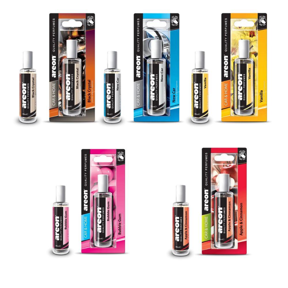Areon Spray osveživač za auto i dom – Black Crystal, New Car, Vanilla, Bubble Gum, Apple & Cinnamon – 35ml – intenzivan parfem