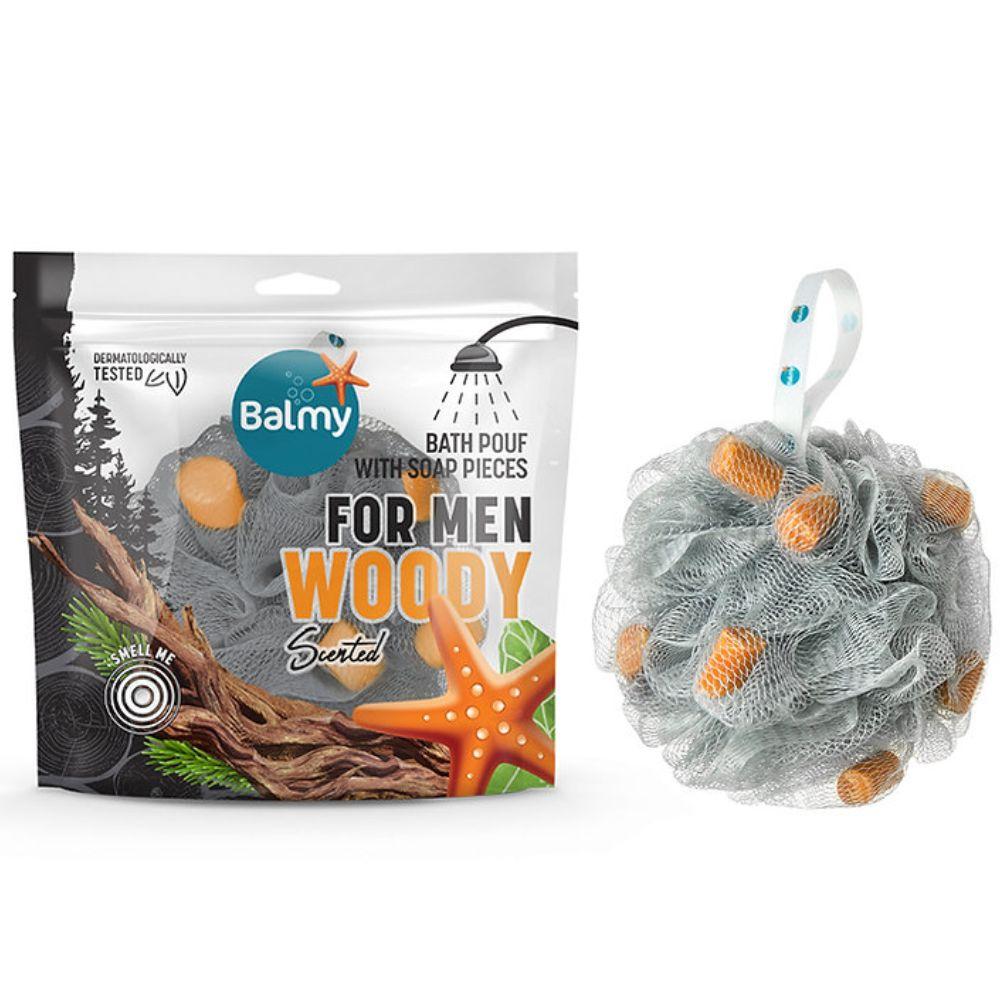 Balmy Woody sunđer za tuširanje sa sapunom – 76g – do 15 upotreba – drvenasti miris