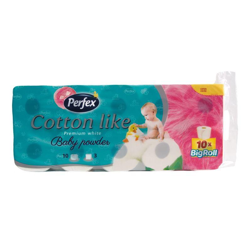 Boni Perfex Cotton Like Baby Powder Toaletni Papir – Troslojni, 10 Rolni