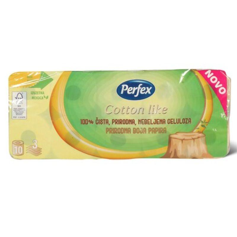 Boni Perfex Cotton Like Prirodna Boja Papira Toaletni Papir – Troslojni, 10 Rolni