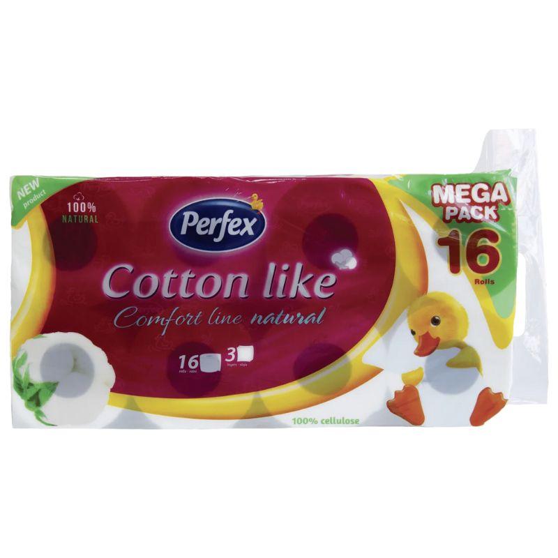 Boni Perfex Cotton Like Toaletni Papir – Troslojan, 16 Rolni