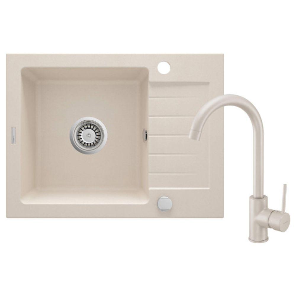 Deante Zorba SD set – granitna sudopera ZQZ 511A + slavina BEN 562M, bež boja