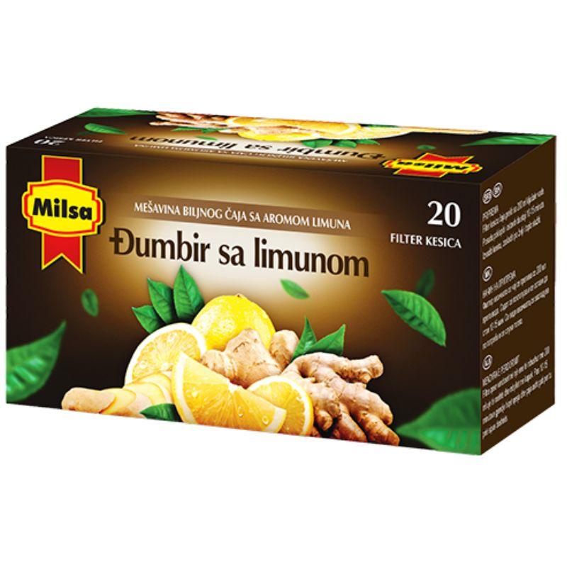 Filter čaj đumbir sa limunom – 40 g, prirodni biljni sastav za osveženje i imunitet