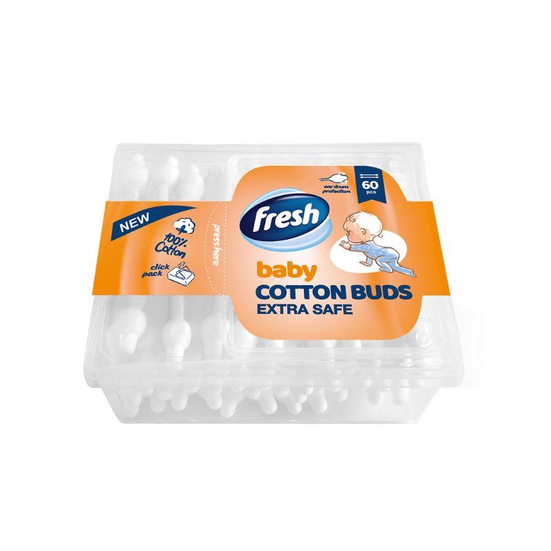Fresh Baby Cotton Buds – štapići za uši za bebe (60 komada)