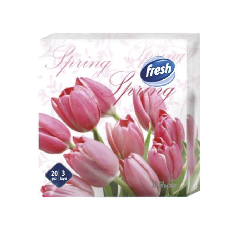 Fresh Deluxe Salvete Crvene Lale – Troslojne, 20 Komada (33x33 cm)