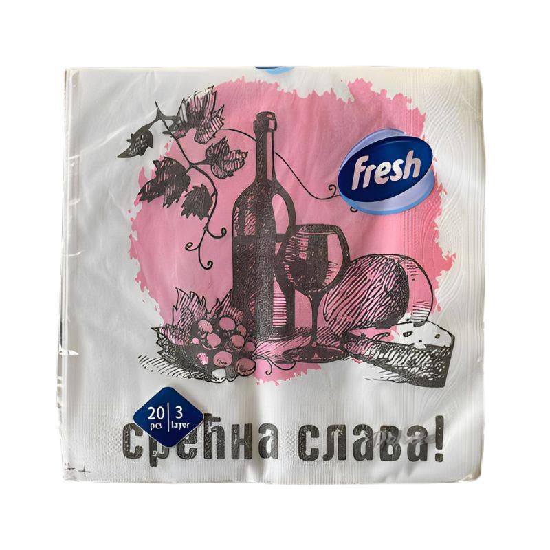 Fresh Deluxe Salvete Srećna Slava – Troslojne, 20 Komada (33x33 cm)