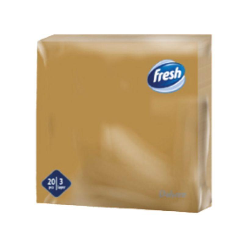 Fresh Deluxe Salvete Zlatne – Troslojne, 20 Komada (33x33 cm)