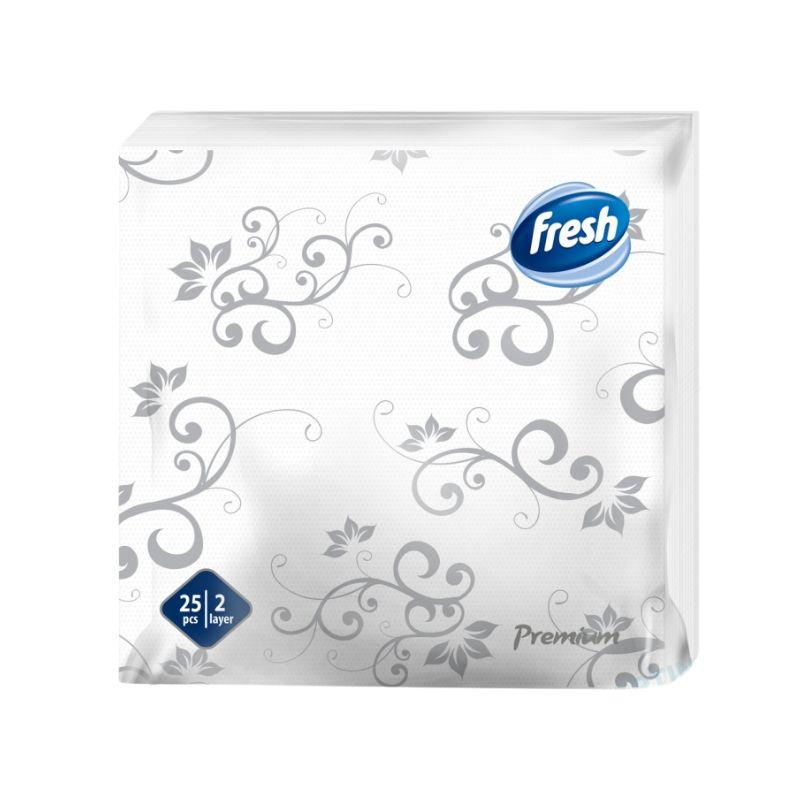 Fresh Premium Salvete Dekorativne Bela-Zlatna i Bela-Srebrna – Dvoslojne, 25 Komada (38x38 cm)