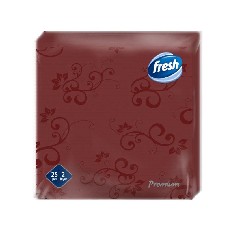 Fresh Premium Salvete Dekorativne Bordo – Dvoslojne, 25 Komada (38x38 cm)