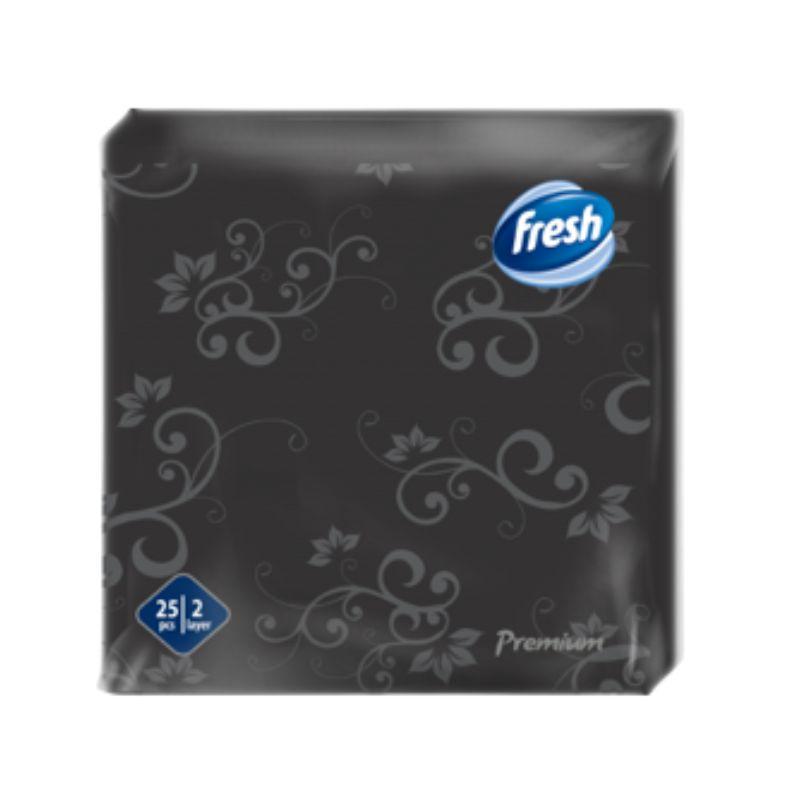 Fresh Premium Salvete Dekorativne Crna – Dvoslojne, 25 Komada (38x38 cm)
