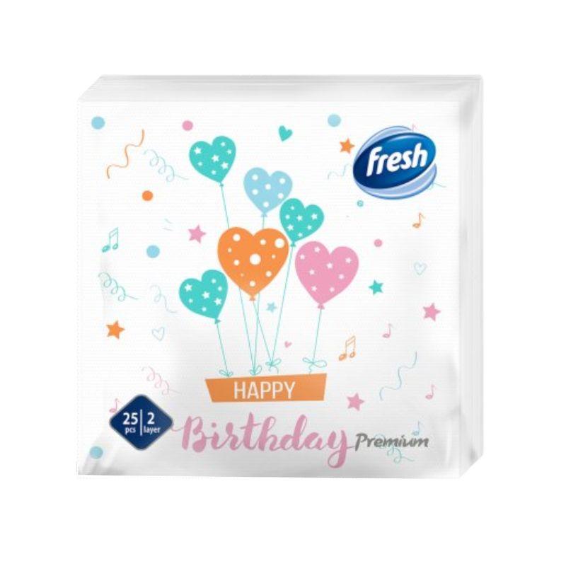 Fresh Premium Salvete Happy Birthday – Dvoslojne, 25 Komada (38x38 cm)