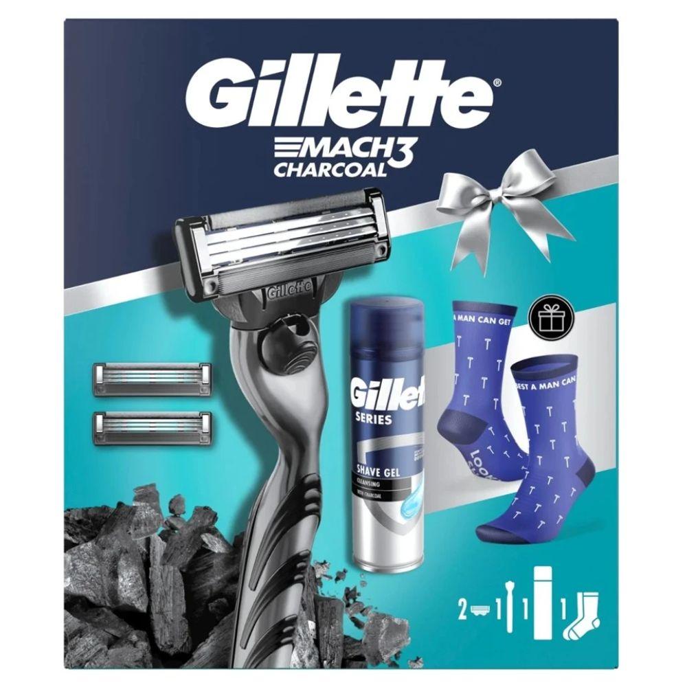 Gillette set Mach3 (brijač Mach3 + 2 dopune + gel za brijanje Sensitive 200ml + čarape)