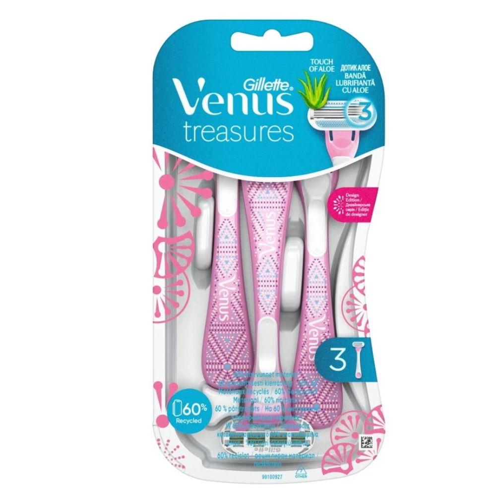 Gillette Venus Treasures – Ženski Jednokratni Brijač, 3 kom, Aloe Vera Lubrikantna Traka