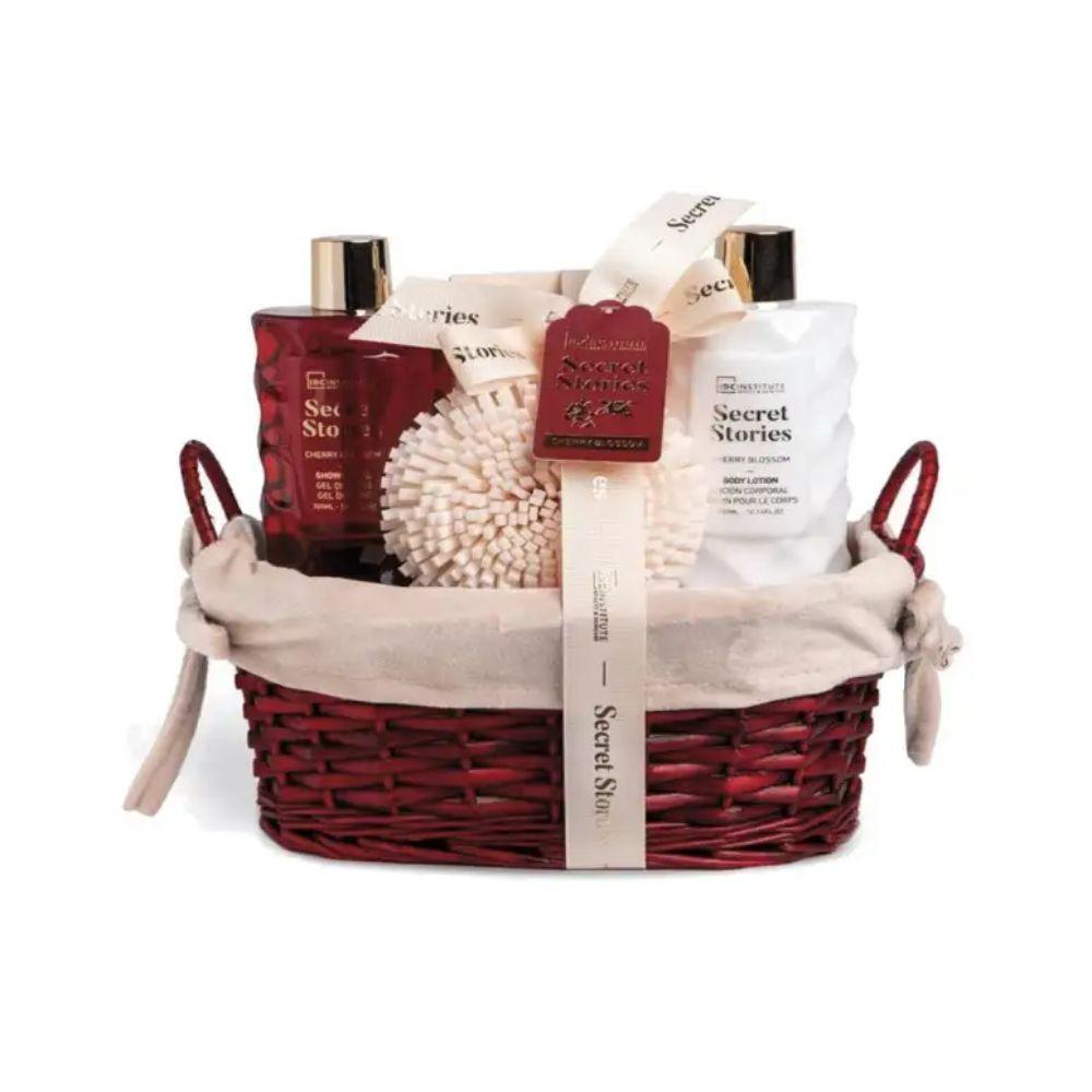 IDC korpica Cherry Blossom (gel 300ml + losion 300ml + so za kupanje 150ml + sunđer)