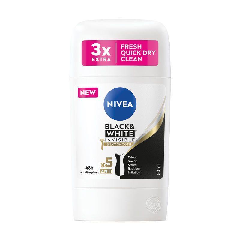 NIVEA Black & White Invisible Silky Smooth Antiperspirant Stik za Žene – 50 ml