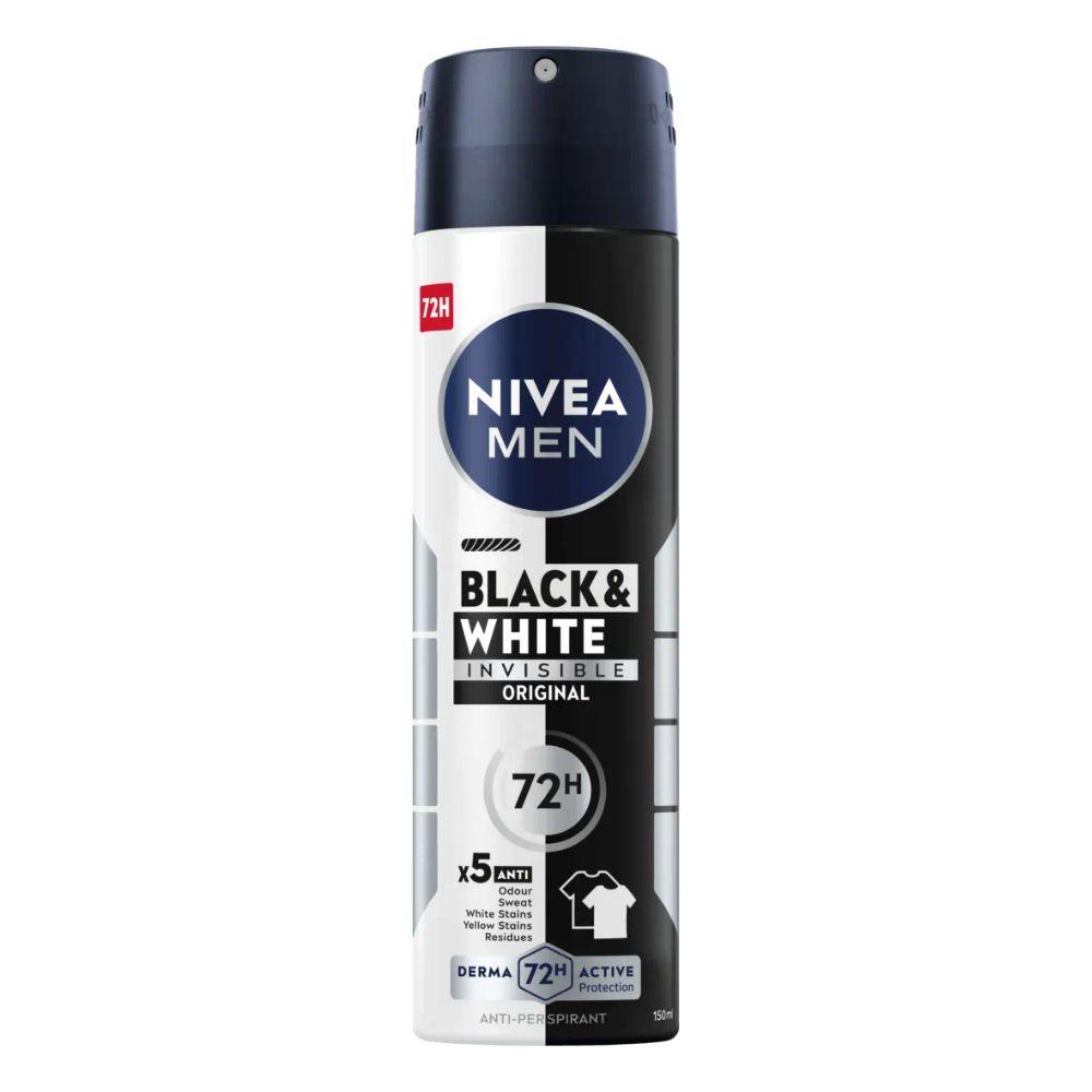 NIVEA MEN Black & White Invisible Original antiperspirant sprej – 72h zaštita, bez tragova na odeći