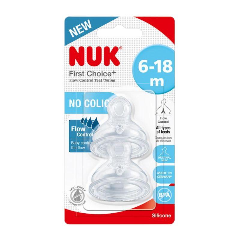 NUK First Choice+ silikonska cucla Flow Control (6-18 meseci) – Set od 2 komada