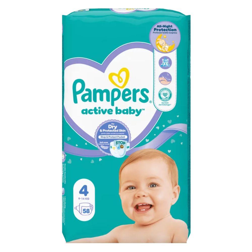 Pampers Active Baby veličina 4 pelene za bebe (9-14 kg, 58 komada)