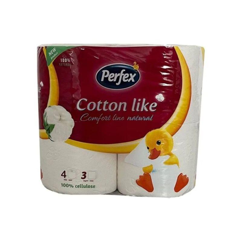 Perfex Cotton Comfort Line Natural Toaletni Papir – Troslojni, 4 Rolne