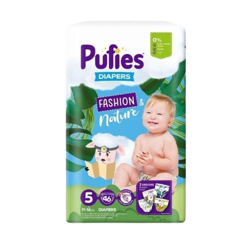 Pufies Fashion & Nature Maxi Pack Junior pelene za bebe – Veličina 5 (11–16 kg), 46 komada
