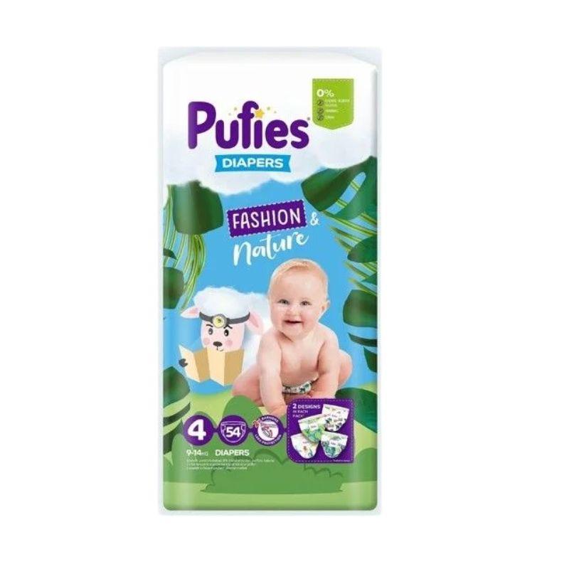 Pufies Fashion & Nature Maxi Pack pelene za bebe – Veličina 4 (9–14 kg), 54 komada