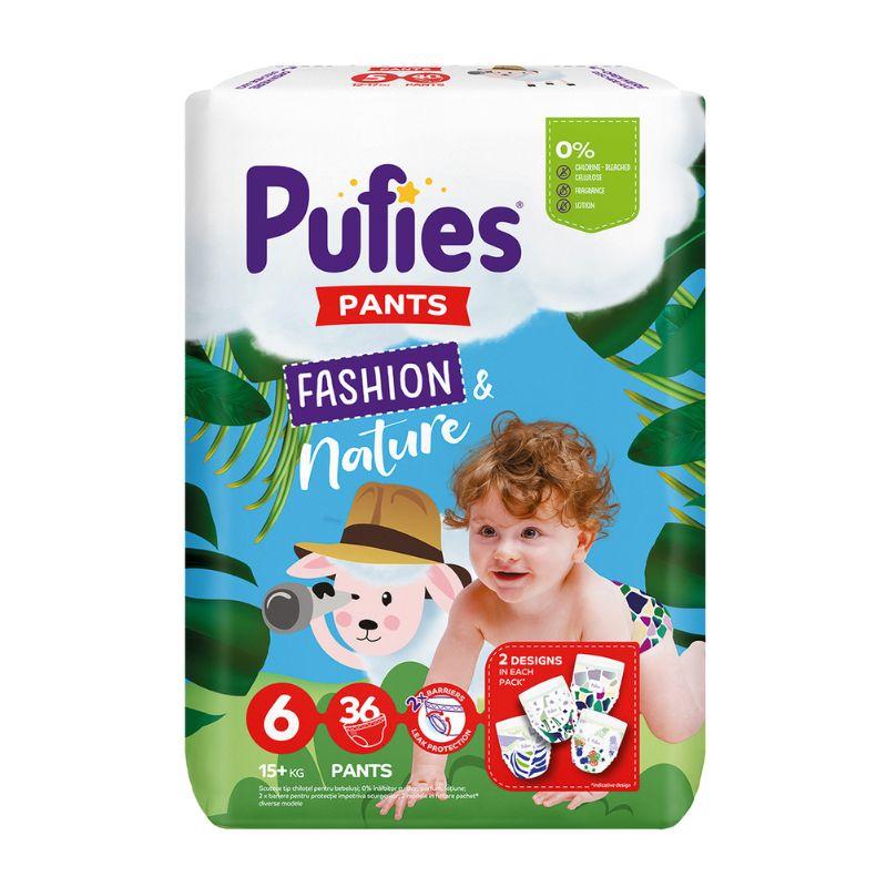 Pufies Fashion & Nature Pants Maxi Pack – pelene gaćice, veličina 6 (15+ kg), 36 komada