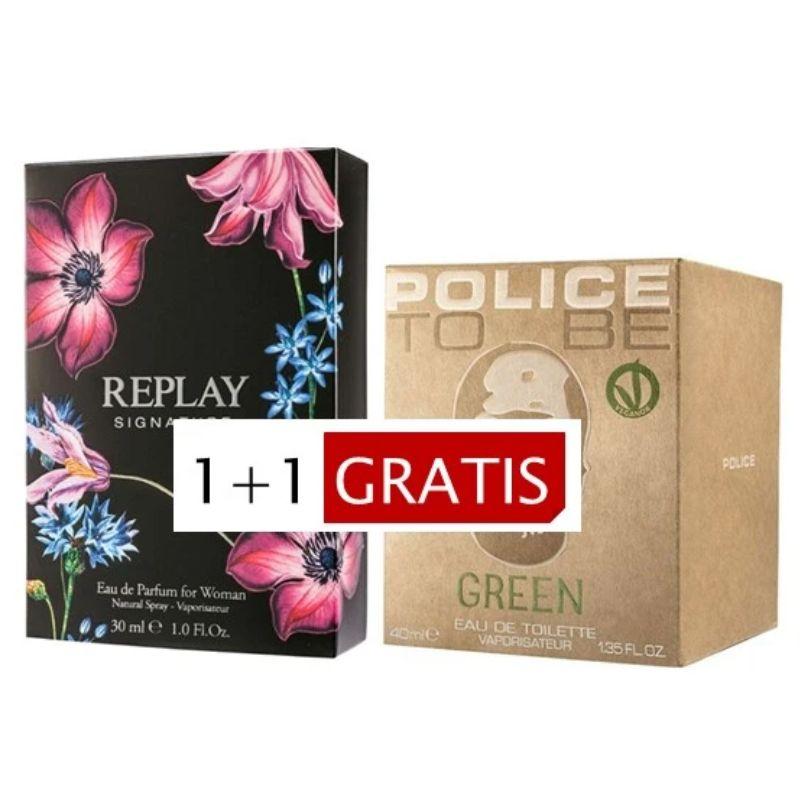 Replay Signature for Woman EDP 30ml + Police To Be Green for Man EDT 40ml GRATIS