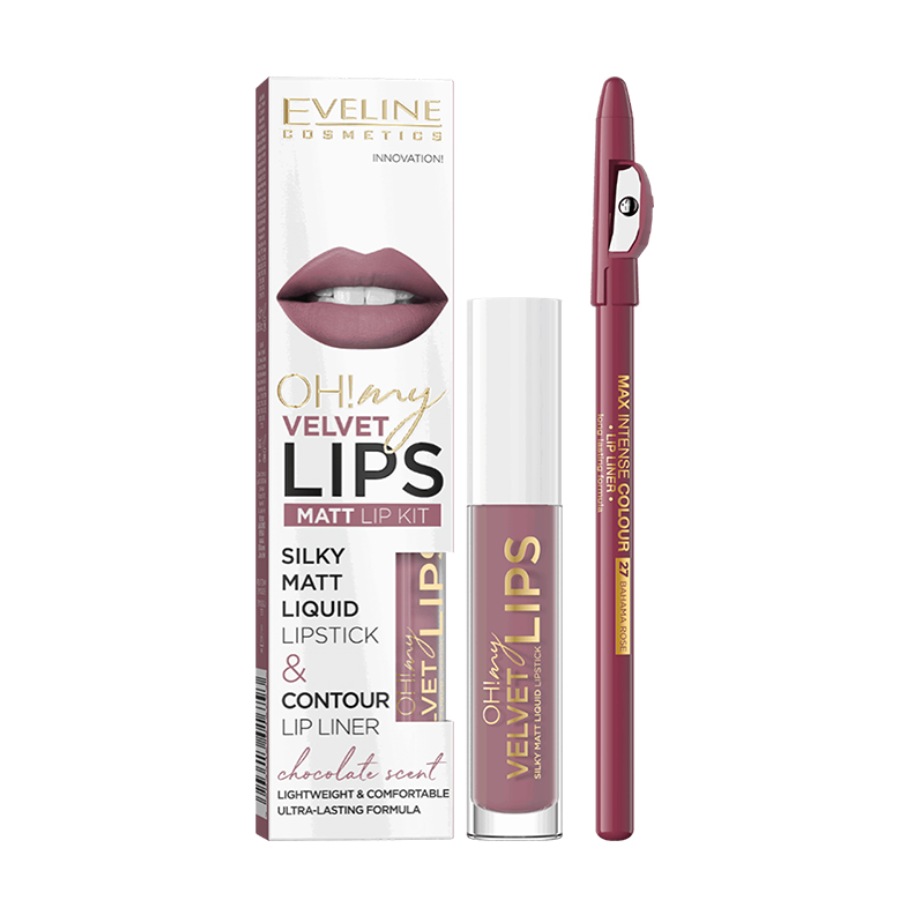 Ruž za usne mat tečni i olovka za usne Oh! my Lips 13 Brownie Biscotti, Eveline
