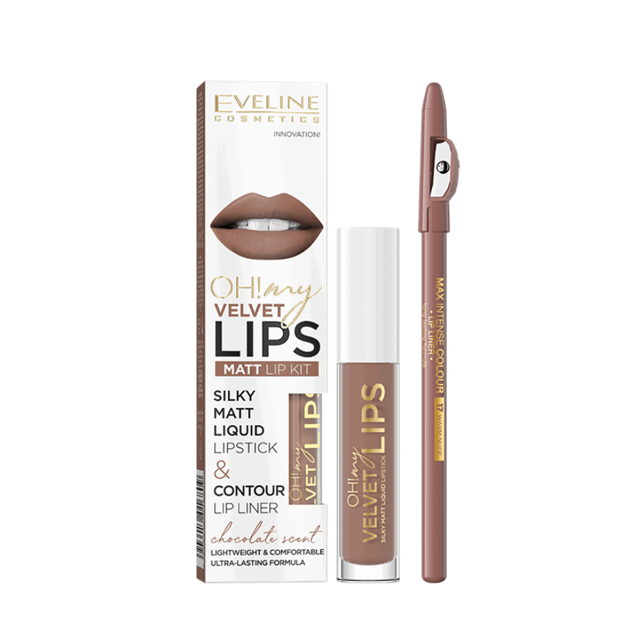Ruž za usne mat tečni i olovka za usne Oh! my Lips 14 Choco Truffle, Eveline