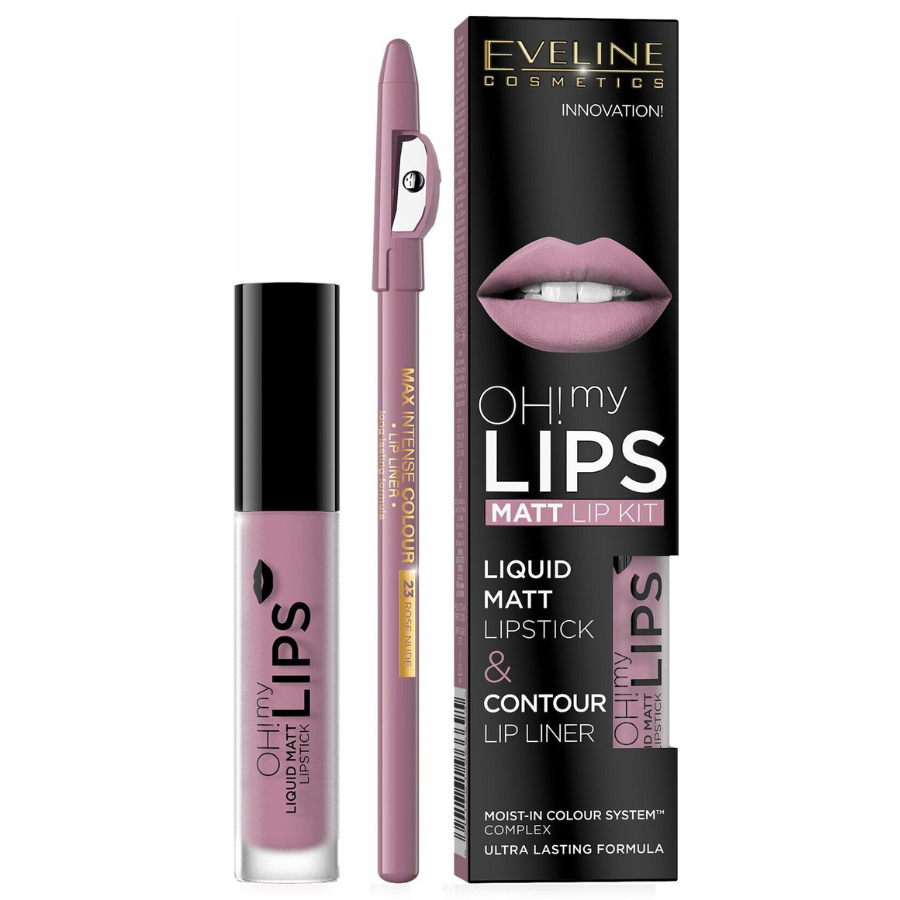 Ruž za usne mat tečni i olovka za usne Oh! my Velvet Lips 03 Rose Nude, Eveline