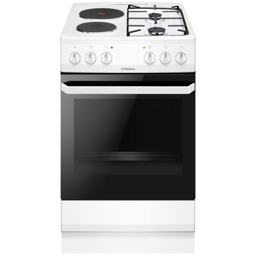 Šporet Hansa FCMW58049 – kombinovani, 50 cm, bela boja, električna rerna, 4 gorionika