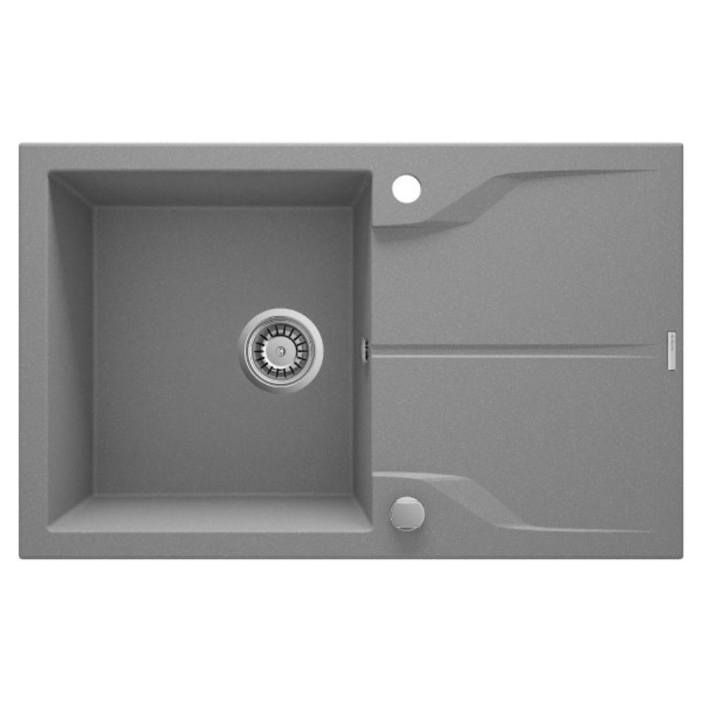 Sudopera Deante Andante 78/MGR/O – granit, metalik siva, 78 cm, 1 korito, sa oceđivačem 