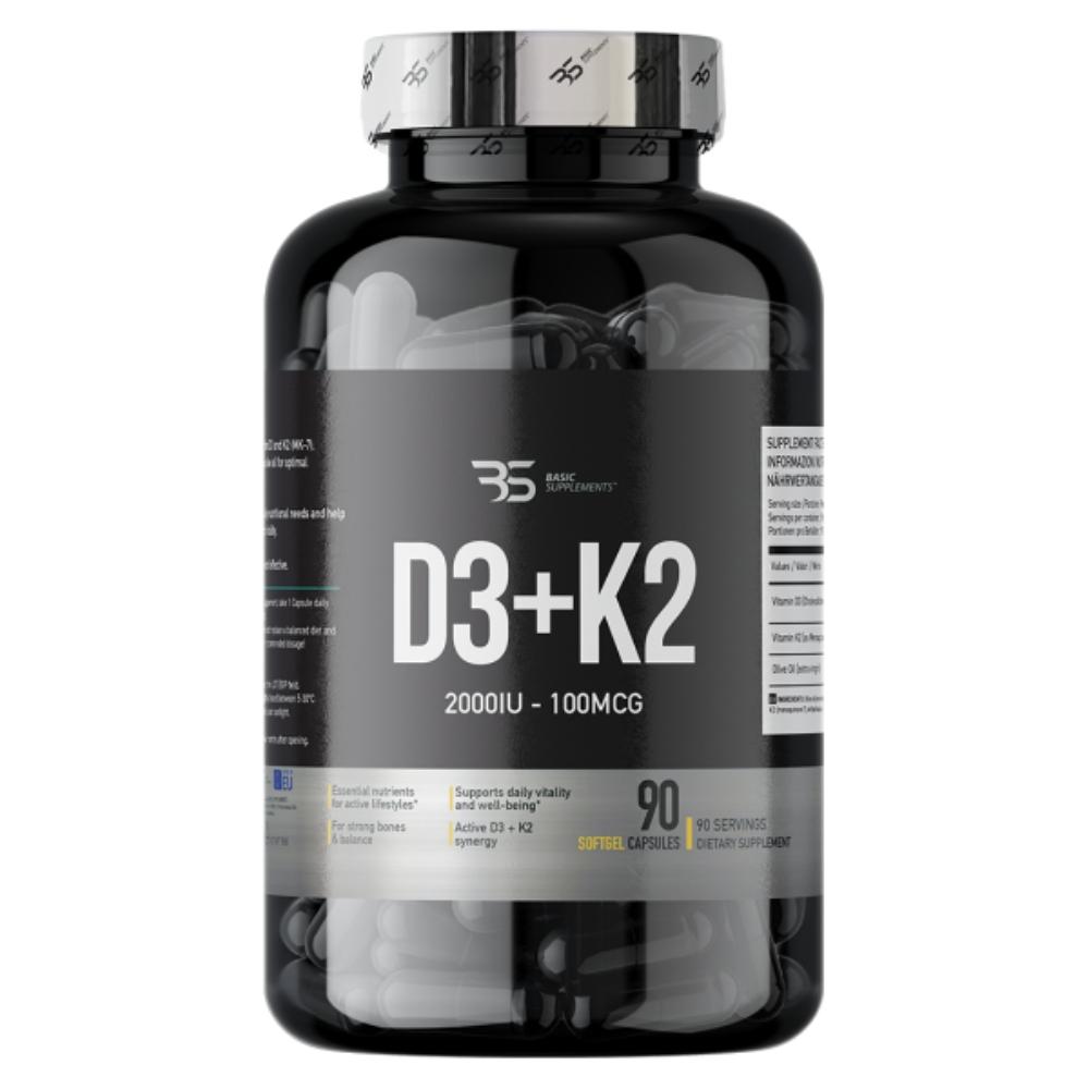 Vitamin D3 + K2 MK-7 PRO 2000 IU + 100 mcg 90 softgel kapsula Basic Supplements