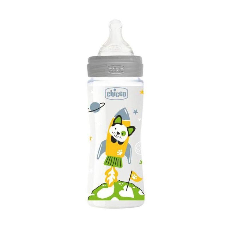 Chicco WB set – plastična flašica 330 ml + PhAir laža, plava (4+ meseci)