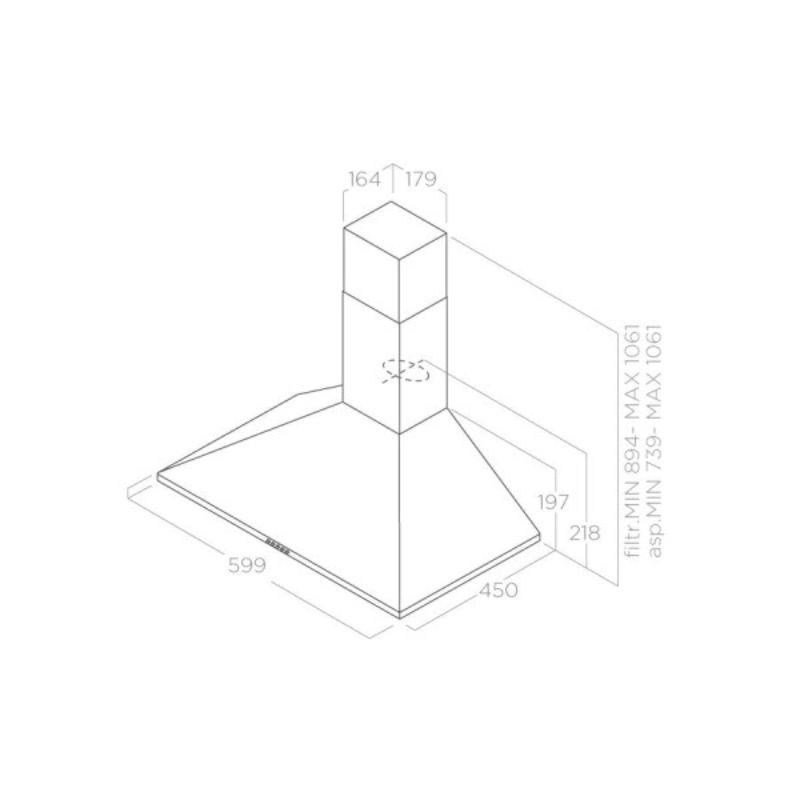 Aspirator BERLIN CR/A/60 – krem zidni aspirator 60 cm sa LED osvetljenjem i mehaničkim dugmićima