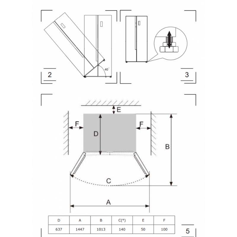 Amica friziider kombinovani side by side FY5339.6GDFB crni 182x91