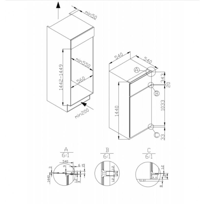 Amica BD221.3 ugradni kombinovani frižider sa LowFrost tehnologijom 220 l