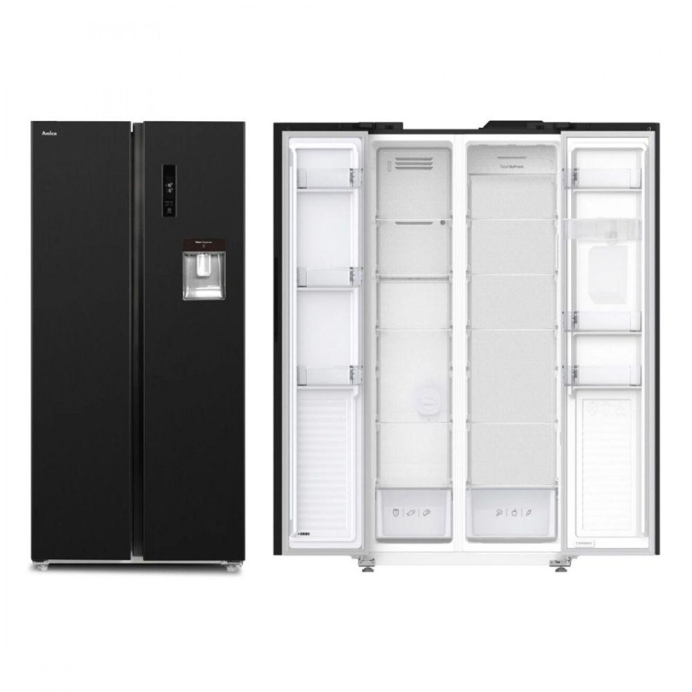 Amica Side-by-Side frižider FY5079.3GDFBI crni inox