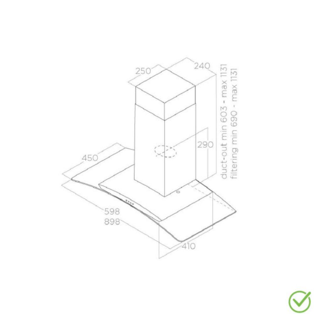 aspirator inox 90cm sa led osvetljenjem