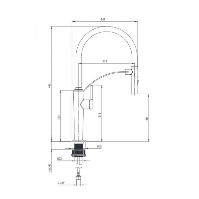 Deante Corda BRC N72M crna slavina sa elastičnim izlivom i dva režima mlaza