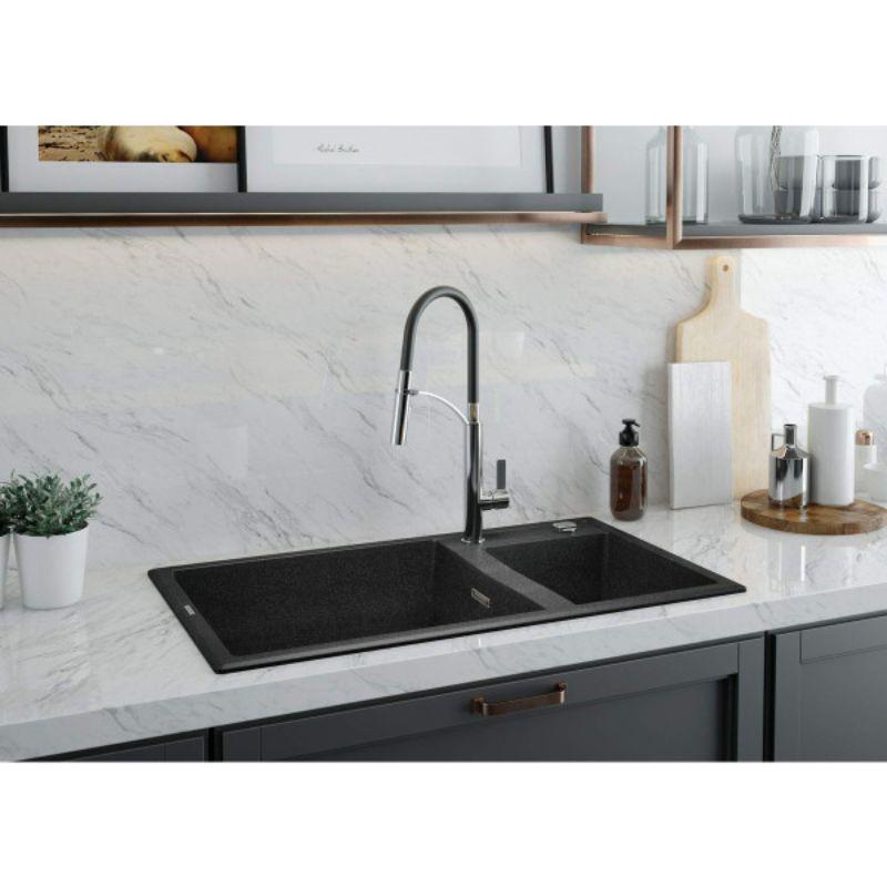 Deante Eridan 88/MGRA/2 ZQE G20B granitna sudopera metalik grafit sa jednim i polukoritom