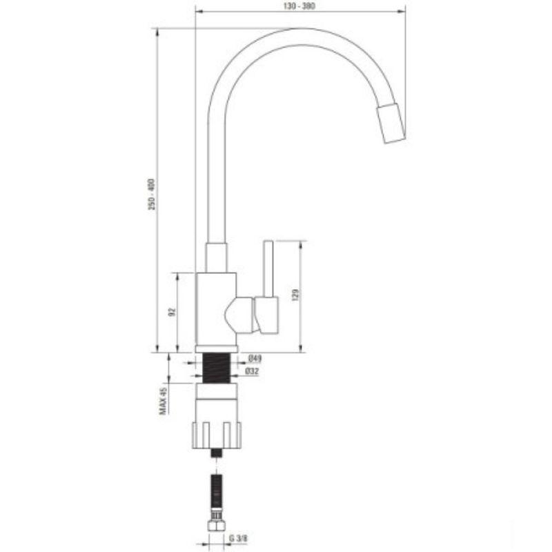 Deante slavina BOC B720 – fleksibilna kuhinjska slavina sa keramičkim mešačem, podesiva visina i raspon