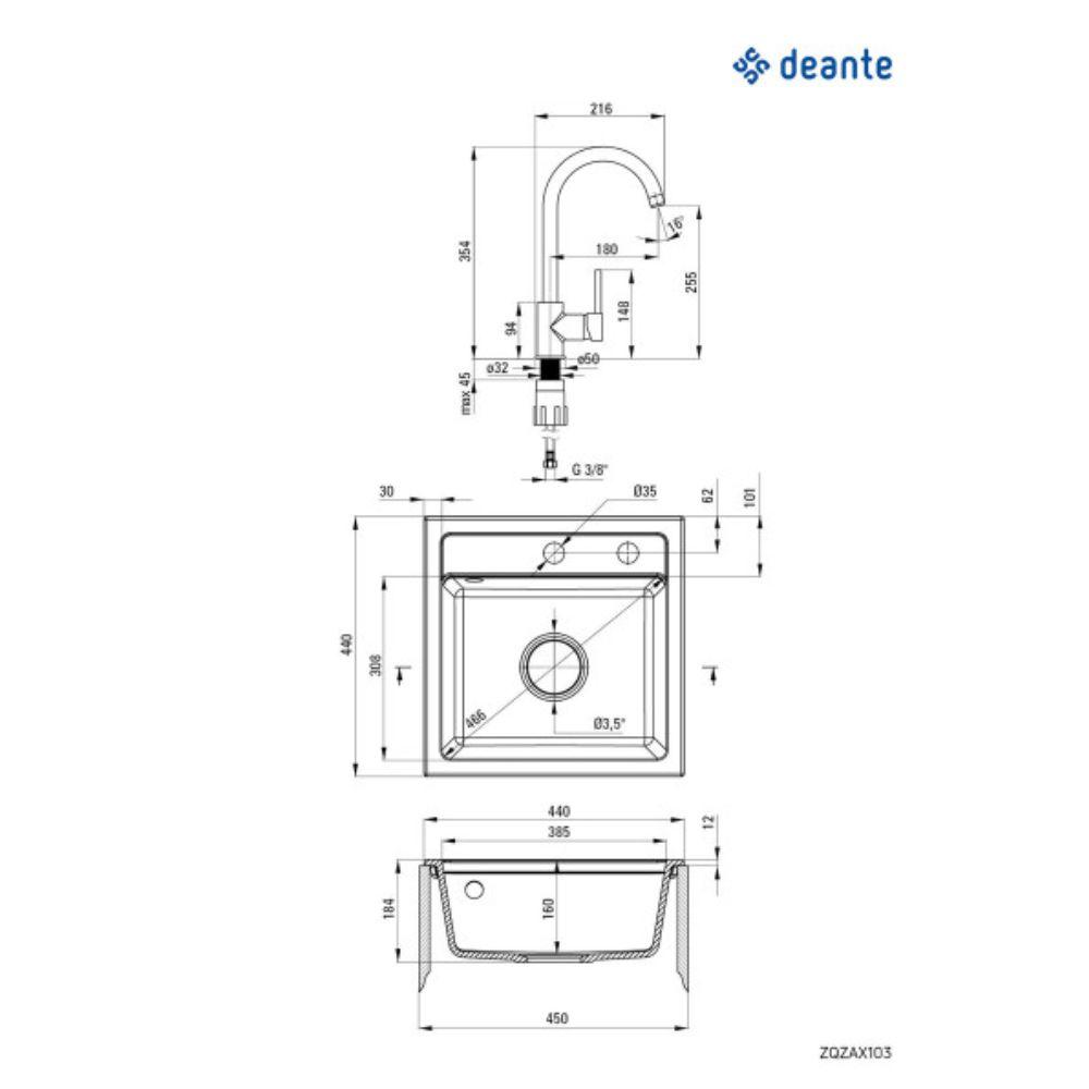 Deante Zorba set BL sudopera ZQZ 2103 + slavina BEN 262M