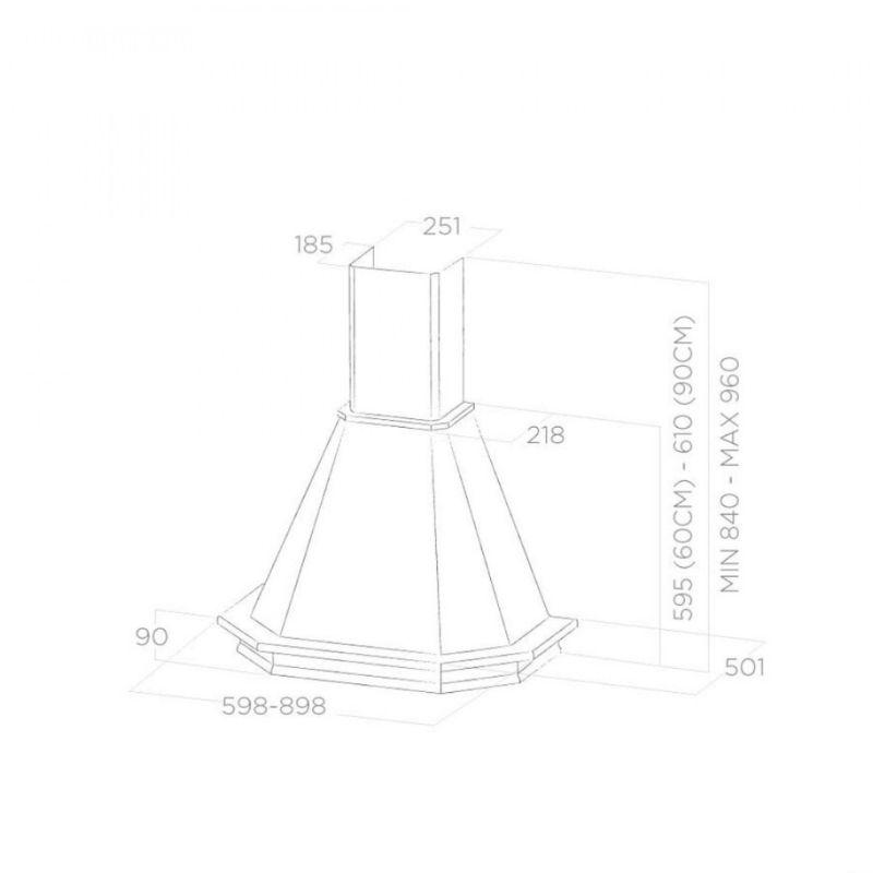 Elica EMERALD WH/A/90 T GREZZO – zidni aspirator 90 cm, bela boja sa drvenim detaljima, LED svetlo