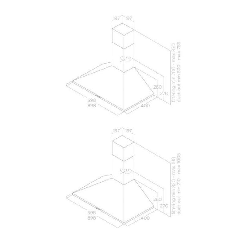 Elica TAMAYA 2.0 C IX A 60 – zidni inox aspirator sa mehaničkim upravljanjem i LED osvetljenjem
