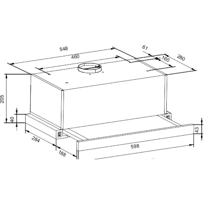 Hansa OTP6243BGH – teleskopski aspirator 60 cm sa LED osvetljenjem i aluminijumskim filterima